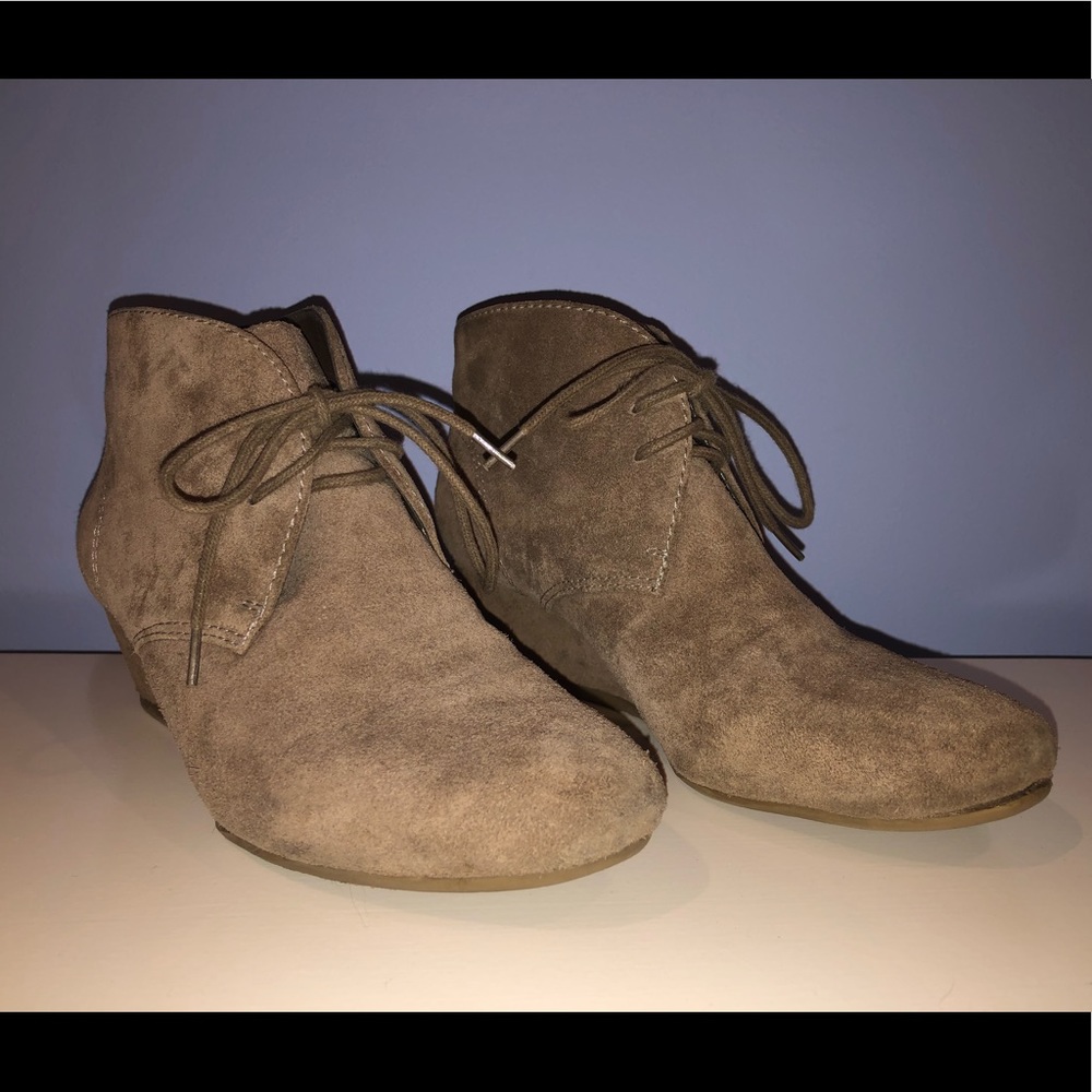 Nine West Taupe Suede Ankle Booties